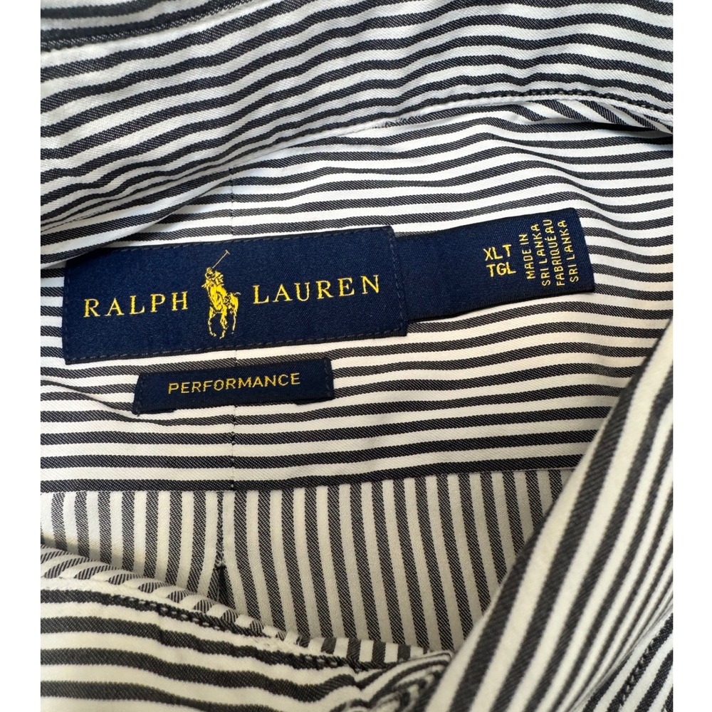 Polo Ralph Lauren Performance Shirt Mens XLT Gray Striped Button Down XL Tall - Picture 3 of 7